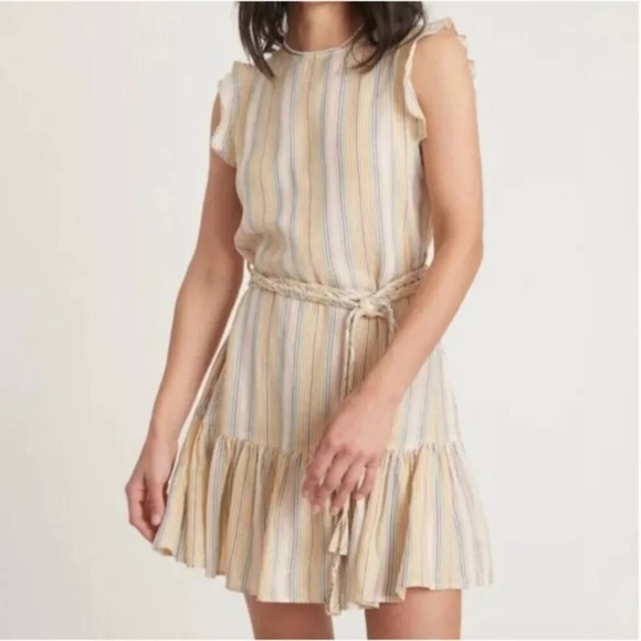 Marine Layer Dresses & Skirts - Marine Layer Laney Beachy Stripe Linen Blend Dress W/ Braided Waist Rope Medium